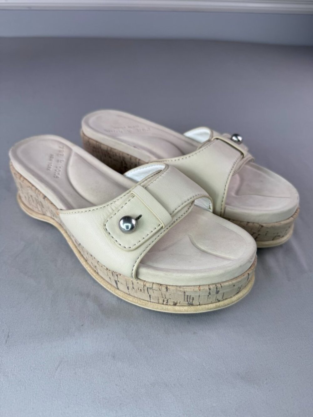 RAG & BONE SOMMER SANDAL PLATFORM SLIDE LEATHER CORK WHITE 39.5 BOHO CASUAL